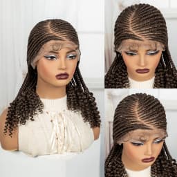 Short Ombre Cornrow Braided Wigs 14inch Synthetic Full Lace Kontless Braided Wigs Lace Frontal Braided Lace Wigs for Black Women