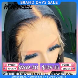 Wow Angel SKINLIKE Real HD Lace Front Wigs Short Bob Wig Blunt Cut Wig 13x4 HD Lace Frontal Human Hair Wigs Pre Plucked Glueless