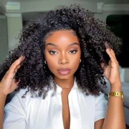 ISEE Hair Half Wigs 250 density Afro Curly Half Wigs Human Hair Upgrade 3 IN 1 Half Wig With Drawstring
