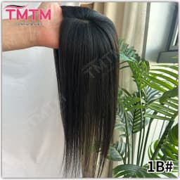 10x12CM Straight Human Hair Toppers For Women Skin Human Hair Piece Cover Breathable Human Hair Topper With 4 Clips In HairPiece