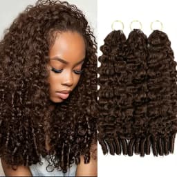 Smilegirl Chocolate Brown Burmese Water Wave Braiding Hair Knotless Pre-Separated Deep Curly Feather Crochet Human Hair Extensions Invisible