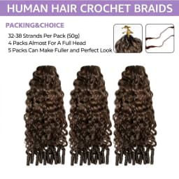 Smilegirl Chocolate Brown Burmese Water Wave Braiding Hair Knotless Pre-Separated Deep Curly Feather Crochet Human Hair Extensions Invisible