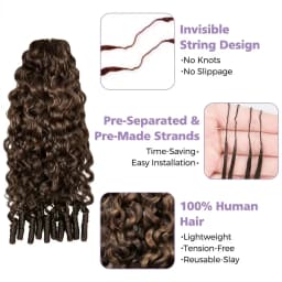 Smilegirl Chocolate Brown Burmese Water Wave Braiding Hair Knotless Pre-Separated Deep Curly Feather Crochet Human Hair Extensions Invisible