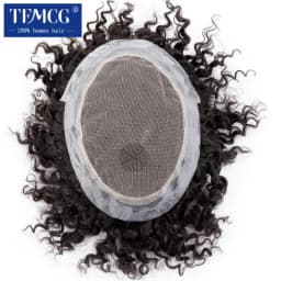 Australia Curly Hair Male Hair Prosthesis French Lace With Pu Base Men Wig Natural Human Hair Exhuast System Unit Wigs For Men