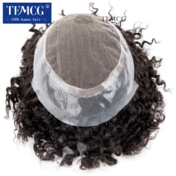 Australia Curly Hair Male Hair Prosthesis French Lace With Pu Base Men Wig Natural Human Hair Exhuast System Unit Wigs For Men