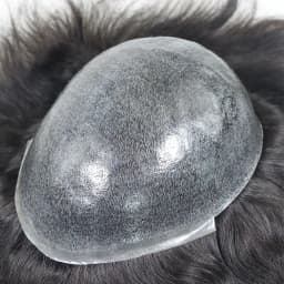 0.08-0.10MM Full Skin PU Toupee For Men V Loop Human Hair Men's Wigs #1B Men Capillary Prosthesis Hair Unit Replacement