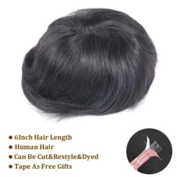 0.08-0.10MM Full Skin PU Toupee For Men V Loop Human Hair Men's Wigs #1B Men Capillary Prosthesis Hair Unit Replacement