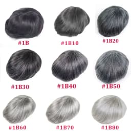 0.08-0.10MM Full Skin PU Toupee For Men V Loop Human Hair Men's Wigs #1B Men Capillary Prosthesis Hair Unit Replacement