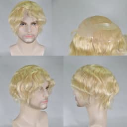 Swiss Lace Human Hair Toupee for Men 8x10 Blond Color 613# Natural Hairline Durable Fine Mono Hair Replacement System for Men