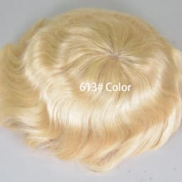 Swiss Lace Human Hair Toupee for Men 8x10 Blond Color 613# Natural Hairline Durable Fine Mono Hair Replacement System for Men