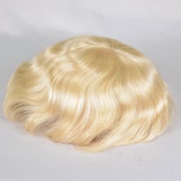 Swiss Lace Human Hair Toupee for Men 8x10 Blond Color 613# Natural Hairline Durable Fine Mono Hair Replacement System for Men