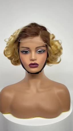 12inch 5x5 Transparent Lace Closure Blonde 613# Loose Wave Human Hair Wigs 280% Density Short Bouncy Curly Bob Wigs for Women