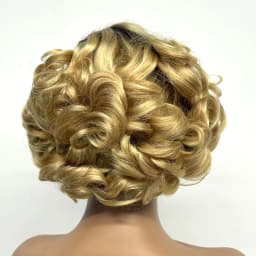 12inch 5x5 Transparent Lace Closure Blonde 613# Loose Wave Human Hair Wigs 280% Density Short Bouncy Curly Bob Wigs for Women