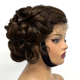 12inch 5x5 Transparent Lace Closure Blonde 613# Loose Wave Human Hair Wigs 280% Density Short Bouncy Curly Bob Wigs for Women