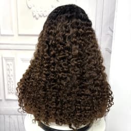 22inch Ombre Brown Water Wave Human Hair Wig 280% 4x4 Transparent Lace Closure Colored Deep Wave Curly Hair Wigs For Black Women