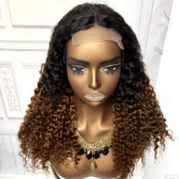 22inch Ombre Brown Water Wave Human Hair Wig 280% 4x4 Transparent Lace Closure Colored Deep Wave Curly Hair Wigs For Black Women