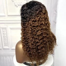 22inch Ombre Brown Water Wave Human Hair Wig 280% 4x4 Transparent Lace Closure Colored Deep Wave Curly Hair Wigs For Black Women