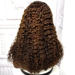 22inch Ombre Brown Water Wave Human Hair Wig 280% 4x4 Transparent Lace Closure Colored Deep Wave Curly Hair Wigs For Black Women