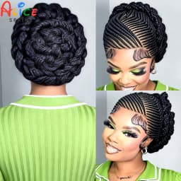 Short Natural Cornrow Braided Wigs Synthetic Full Lace Bantu Braided Wigs Knotless Braids Wigs with Baby Hair for Black Women
