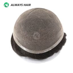 Alwayshair - DURA LACE Men's Capillary Prosthesis Hair 130% Hair Density Indian Hair Lace Toupee Wig For Man