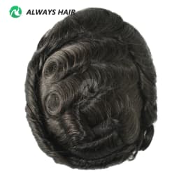 Alwayshair - DURA LACE Men's Capillary Prosthesis Hair 130% Hair Density Indian Hair Lace Toupee Wig For Man