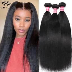 UNice Hair Yaki Straight Hair Bundles 1/3/PCS Deal 100% Human Hair 10A Grade Natural Color Sew In Bundles Quick Weaves