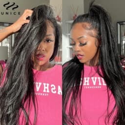 UNice Hair Yaki Straight Hair Bundles 1/3/PCS Deal 100% Human Hair 10A Grade Natural Color Sew In Bundles Quick Weaves