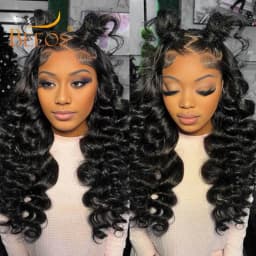 34" 250% Loose Wave 13x6 HD Lace Front Wig Preplucked 13x4 HD Transparent Full Lace Frontal Human Hair Wigs Glueless Wear Go