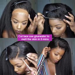 SIXQUEEN Invisible Strap 360 Full Hd Lace Glueless Wig Kinky Straight Human Hair Wig Lace Front Wig Drawstring 360 Frontal Wig 30 Inch