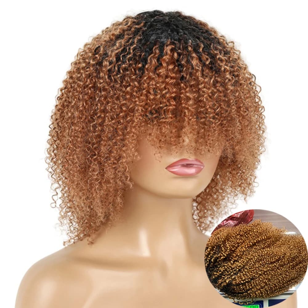 Peruvian Hair Afro Kinky Curly Pixie Cut Short Bob Bouncy Cheap Full Machine Made Human Hair Wigs For Black Women Glueless Remy