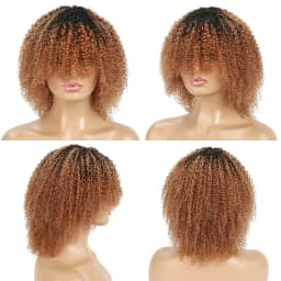 Peruvian Hair Afro Kinky Curly Pixie Cut Short Bob Bouncy Cheap Full Machine Made Human Hair Wigs For Black Women Glueless Remy