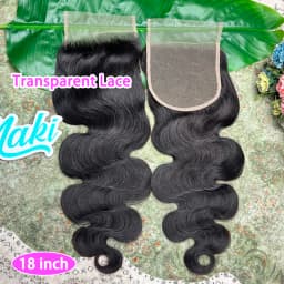 5x5 HD Transparent Lace Closure Body Wave Human Hair Preplucked Bleached Knots 1B Natural Black Color Invisible Lace Virgin Hair