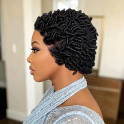 13x4 Lace Front Human Hair Short Spring Twist Wig, Natural Black Tiny Screw Curls Pixie Wig For African American Women Daily Wea
