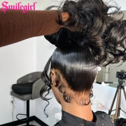Body Wave 360 Full Lace Wigs Human Hair Pre Plucked HD 180% Density Brazilian Ponytail Hair Wavy Wig Pre-cut Drawstring Lace Brazilian Ponytail Hair Wavy
