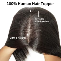 17 Inch Human Hair Toppers With 4 Clips 100% Straight Human Hair Topper Human Hairpieces 4inch×5inch Injection Base for Women