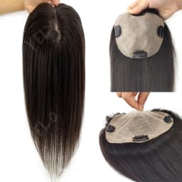 17 Inch Human Hair Toppers With 4 Clips 100% Straight Human Hair Topper Human Hairpieces 4inch×5inch Injection Base for Women