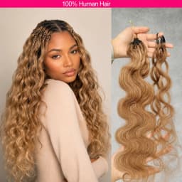 #27 Honey Blonde Body Wave Pre-Separated Miracle Knot Crochet Human Hair Invisible Knotless Feather Crochet Hair Extensions 100% Virgin Remy Human Hair Soft Natural Wavy Braiding Hair Quick Install Lightweight Protective Braids For Ladies Daily Wear