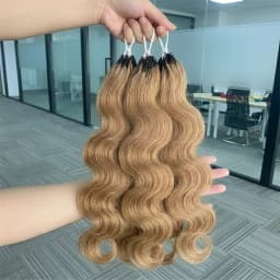 #27 Honey Blonde Body Wave Pre-Separated Miracle Knot Crochet Human Hair Invisible Knotless Feather Crochet Hair Extensions 100% Virgin Remy Human Hair Soft Natural Wavy Braiding Hair Quick Install Lightweight Protective Braids For Ladies Daily Wear