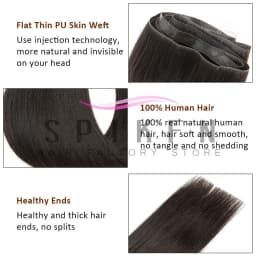 SPIKFN Long Tape Weft Human Hair Extensions Invisible Inject PU Skin Flat Weft Hair Bundles 80-100g Sewing In Micro Links Hair