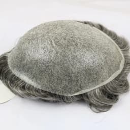 Super Natural Hairline 80Density 0.02mm Ultra Thin Skin Undetectable Vloop Men Toupee 1b20 520# Black Grey Human Hair Prosthesis