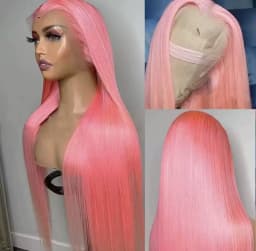 Pink Straight Wig 13x6 HD Lace Front Human Hair Wigs For Women Pre Plucked Hairline Brazilian Bleach Colored 13x4 Lace Frontal Wigs