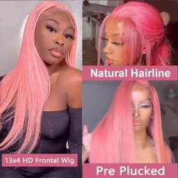 Pink Straight Wig 13x6 HD Lace Front Human Hair Wigs For Women Pre Plucked Hairline Brazilian Bleach Colored 13x4 Lace Frontal Wigs