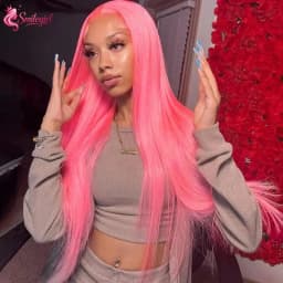 Pink Straight Wig 13x6 HD Lace Front Human Hair Wigs For Women Pre Plucked Hairline Brazilian Bleach Colored 13x4 Lace Frontal Wigs