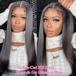 4x4 HD Glueless Straight Human Hair Wigs 5x5 Wear And Go Lace Frontal Wig On Clearance Sale 230% 30Inch Straight Lace Front Wig