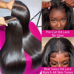 4x4 HD Glueless Straight Human Hair Wigs 5x5 Wear And Go Lace Frontal Wig On Clearance Sale 230% 30Inch Straight Lace Front Wig