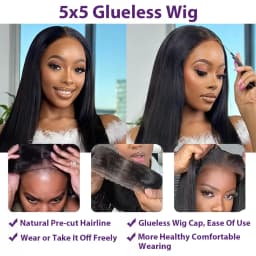 4x4 HD Glueless Straight Human Hair Wigs 5x5 Wear And Go Lace Frontal Wig On Clearance Sale 230% 30Inch Straight Lace Front Wig