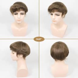 Brown Toupee For Men Human Hair System For Man Breathable Lace With PU Men's Hairpiece Units Male Hair Replacement Prosthesis