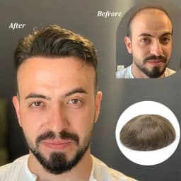 Brown Toupee For Men Human Hair System For Man Breathable Lace With PU Men's Hairpiece Units Male Hair Replacement Prosthesis