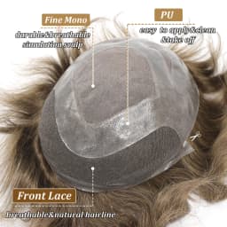 Brown Toupee For Men Human Hair System For Man Breathable Lace With PU Men's Hairpiece Units Male Hair Replacement Prosthesis