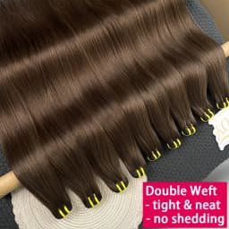 #2 Dark Brown Colored Bone Straight 100% Unprocessed Raw Virgin Human Hair Weave Extensions 1/2/3/4 Top Bundles Double Weft